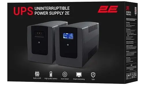 Джерело безперебійного живлення DD650, Black, 650 ВА / 360 Вт, 2xSchuko, LCD екран, USB 2E teh0033895 - фото 4