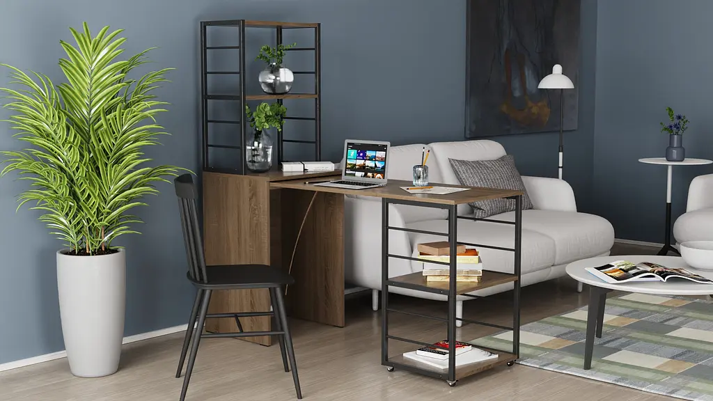 Стол-тумба трансформер Смарт 3/1 с этажеркой Ferrum-decor 1430x1450x500 Черный металл ДСП Дуб Сонома Трюфель 16 мм (FRD-105113) - фото 8