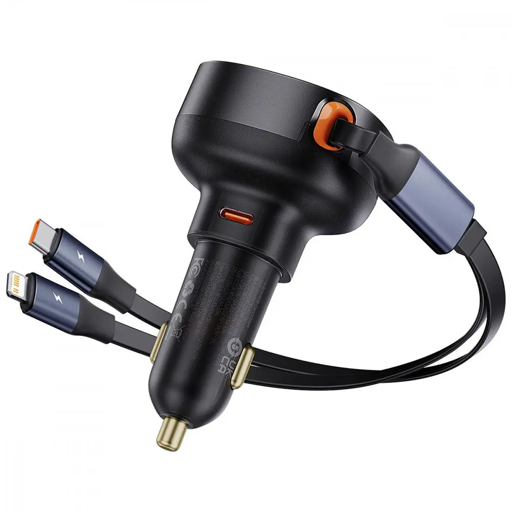 АЗП Baseus Enjoyment Pro 60W (Type-C) + Retractable Type-C+Lightning Cables, в асортименті - фото 9