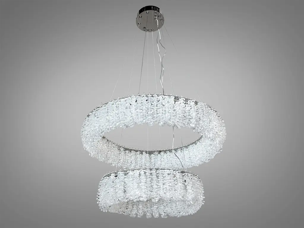 Підвісна люстра Diasha 505-600+400CH LED двоярусна кришталева люстра з регулюванням висоти та пультом, діаметр 60 см - фото 4