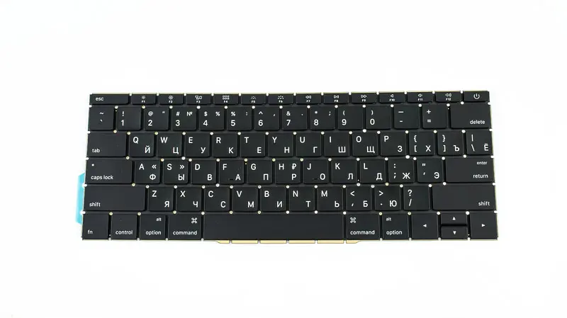 Клавіатура для ноутбука APPLE (MacBook Pro Retina: A1708 (2016-2017)) rus, black, SMALL Enter, підсвічування клавіш(оригінал) - фото 2