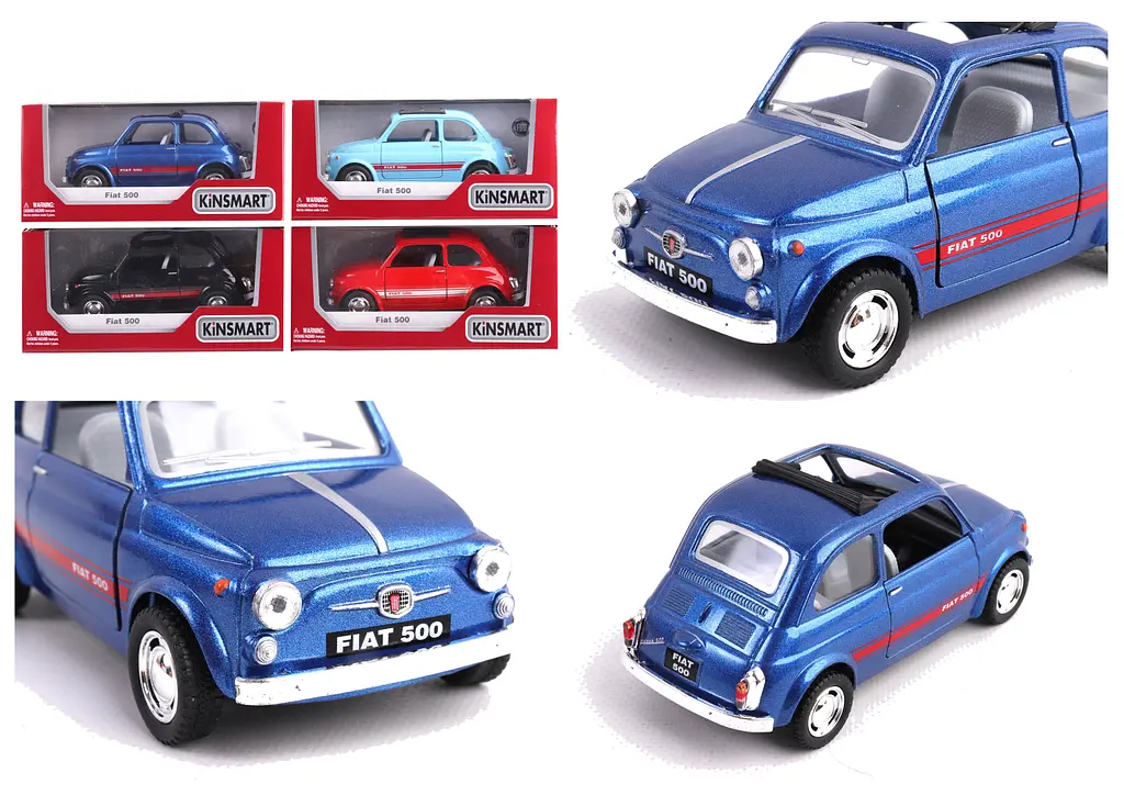 Металева інерційна легкова модель Fiat 500 5", відкриваються двері (В асортименті) - фото 2