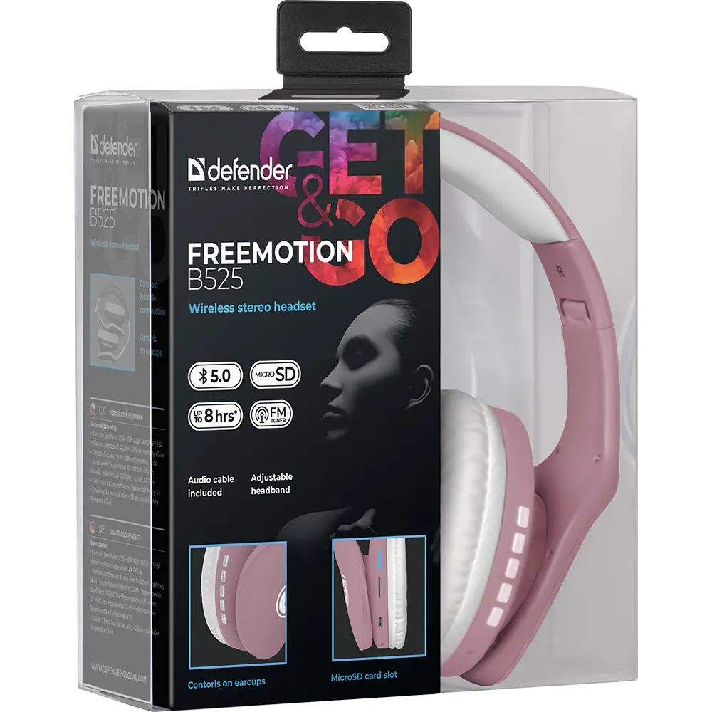 Гарнітура Defender FreeMotion B525 Bluetooth+3.5 мм White-Pink - фото 6