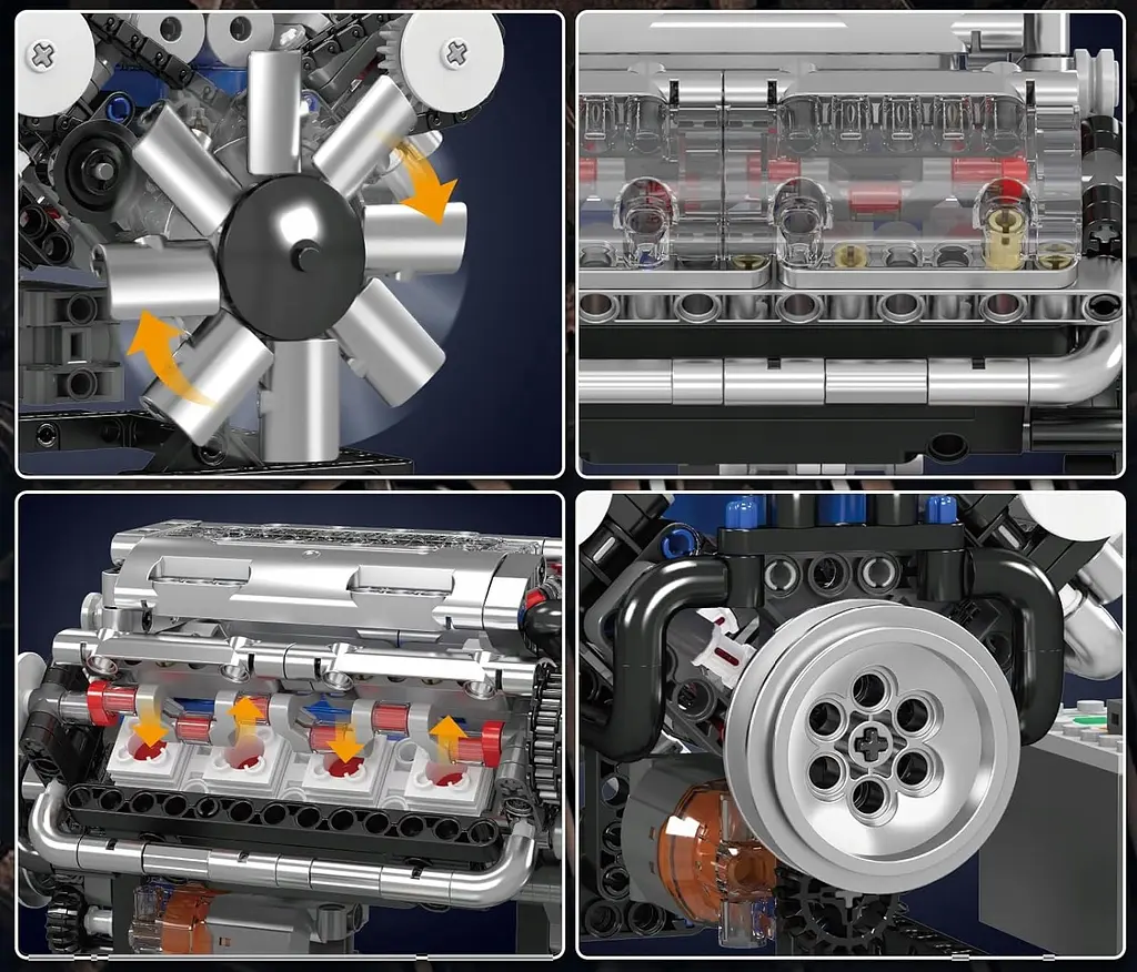 Конструктор двигун Mould King V8 Engine бензиновий восьмициліндровий мотор 10088s для дітей та дорослих 535 деталей - фото 9