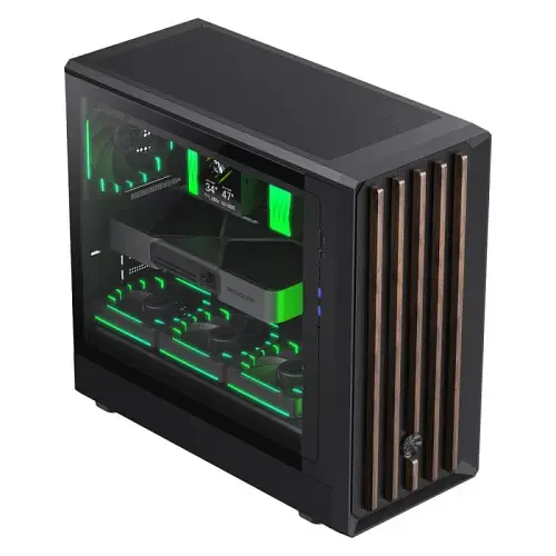 Корпус GameMax Claw 460, Wood/Black, без БЖ, Mid Tower, для ATX / MicroATX / Mini-ITX, 1xType-C / 2xUSB 3.0, макс. CPU - 175 мм / VGA - 420 мм, 3x140 мм ARGB / 1x120 мм ARGB, бічна панель із загартованого скла, ARGB/PWM хаб - фото 4