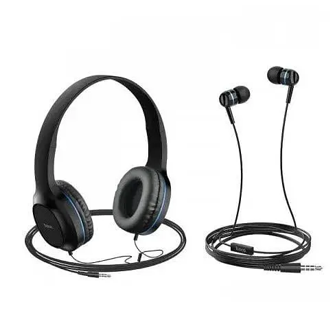 Навушники накладні та вставні Hoco Enlighten W24 black-blue 2 пари - фото 5