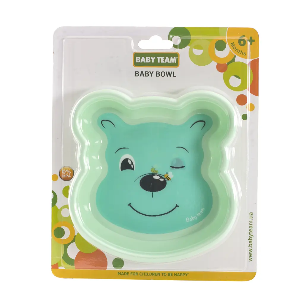 Тарілка глибока Baby Team Улюблені тварини, 400 мл, м'ятний (6011_медвежонок) - фото 2
