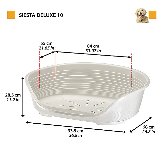 Пластиковий лежак для собак і котів Ferplast Siesta Deluxe 10 білий 93,5×68×28,5 см 70210911 - фото 2