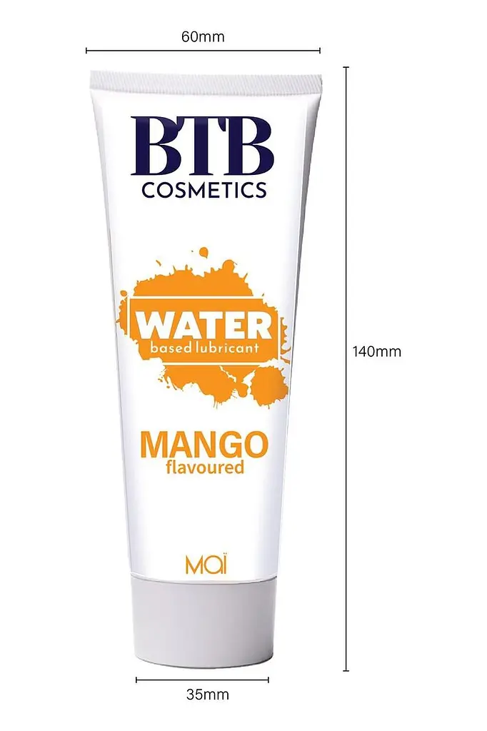 Змазка на водній основі BTB Flavored Mango (100 мл). Аромат та смак манго для солодких інтимних ігор - фото 3