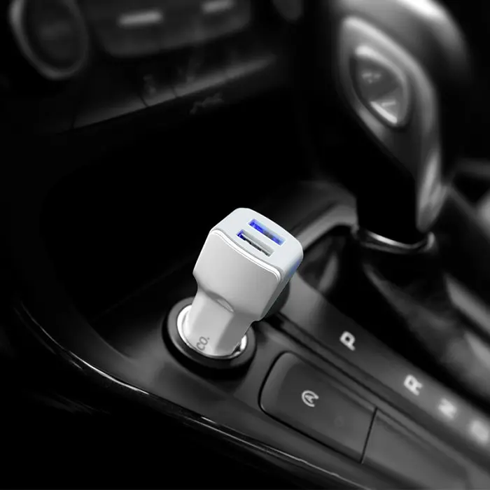 USB зарядка от прикуривателя в авто Hoco Z 23 на 2 USB Белый - фото 7