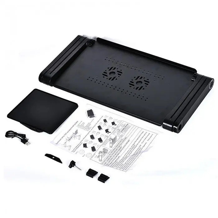 Чорний столик підставка для ноутбука з охолодженням Laptop Table T8 - фото 5