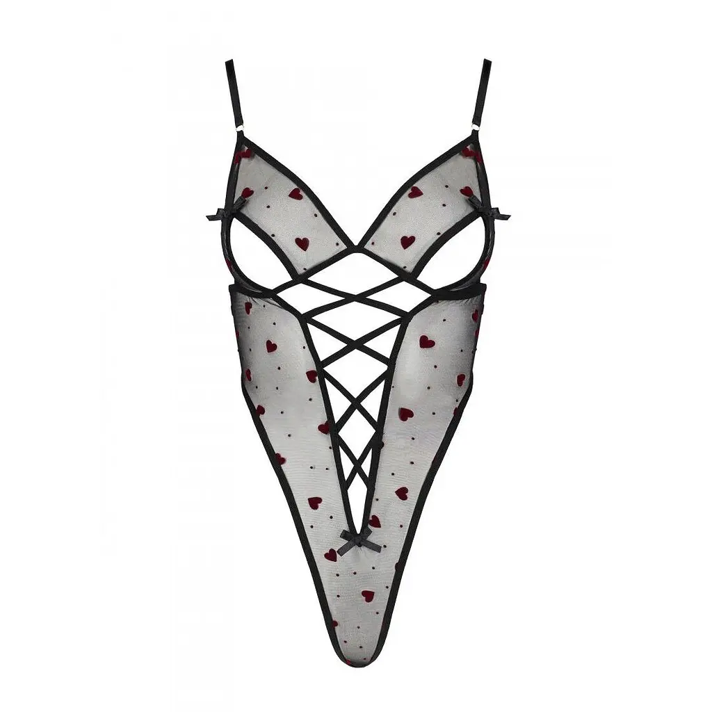 Еротичний боді з малюнком Passion LOVELIA BODY L/XL, black - фото 5