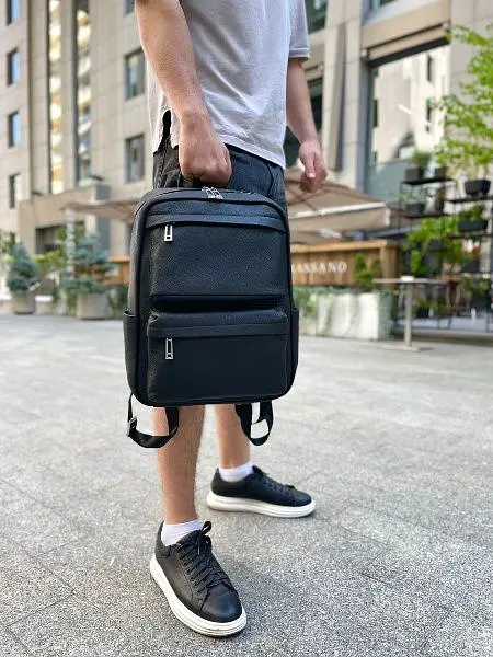 Чоловічий шкіряний рюкзак для ноутбука і подорожей Tiding Bag SB-133863 чорний - фото 4