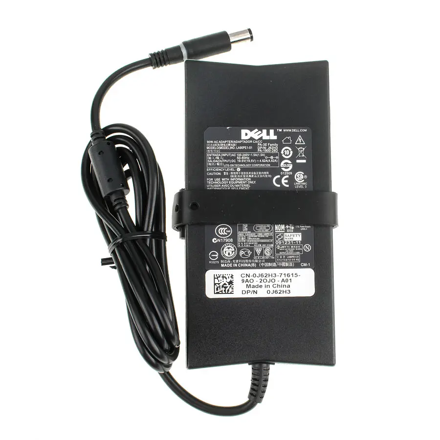 Блок живлення для ноутбука Dell SLIM 19.5V, 4.62A, 90W, 7.4x5.0-PIN, Black (без кабеля) (0J62H3) - фото 3