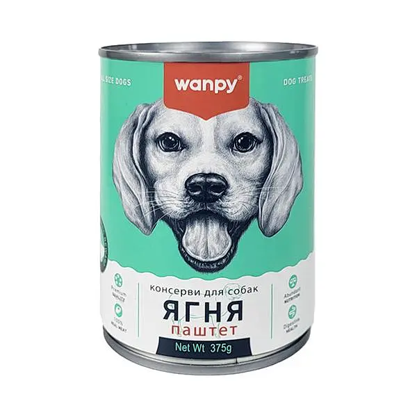 Вологий корм для собак Wanpy Lamb ВАНПІ ЯГНЯ паштет, банка 375 г
