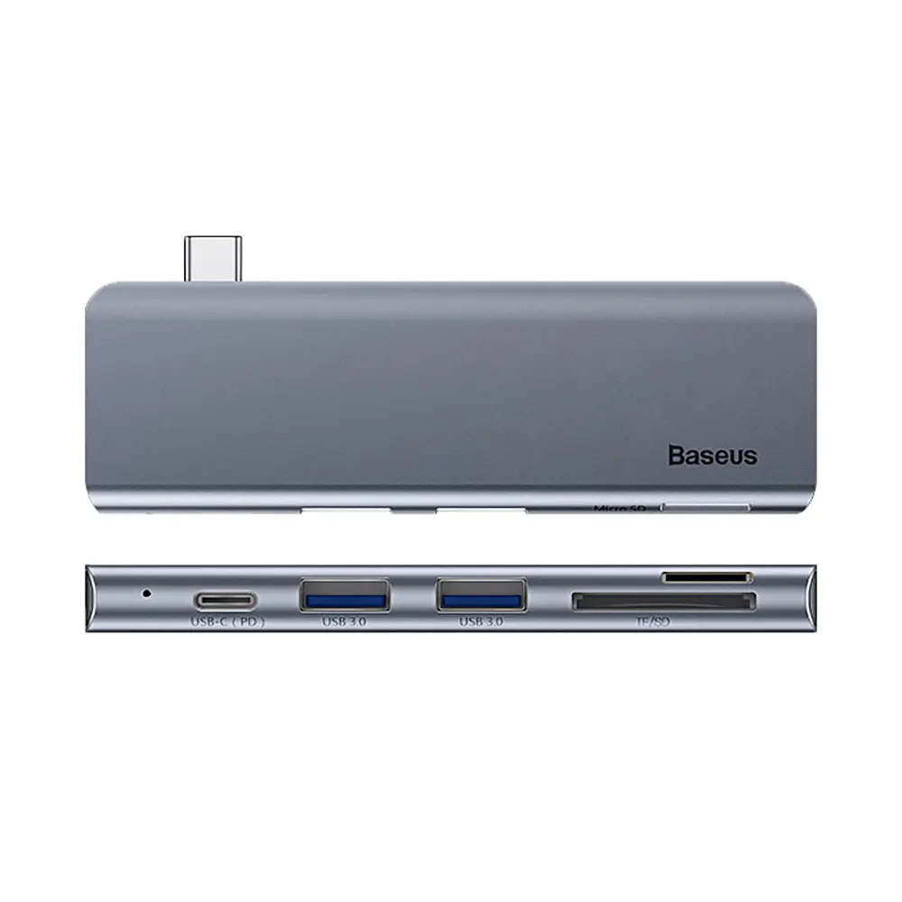 USB-хаб Baseus Harmonica Five-in-one HUB Adapter Gray - фото 3