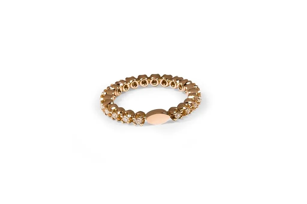 Каблучка з червоного золота з фіанітами 19.5 К-0373