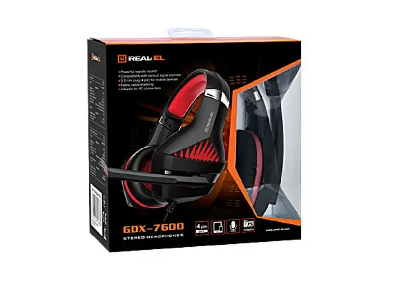Гарнітура REAL-EL GDX-7600 Black-Red (EL124100028) - фото 5