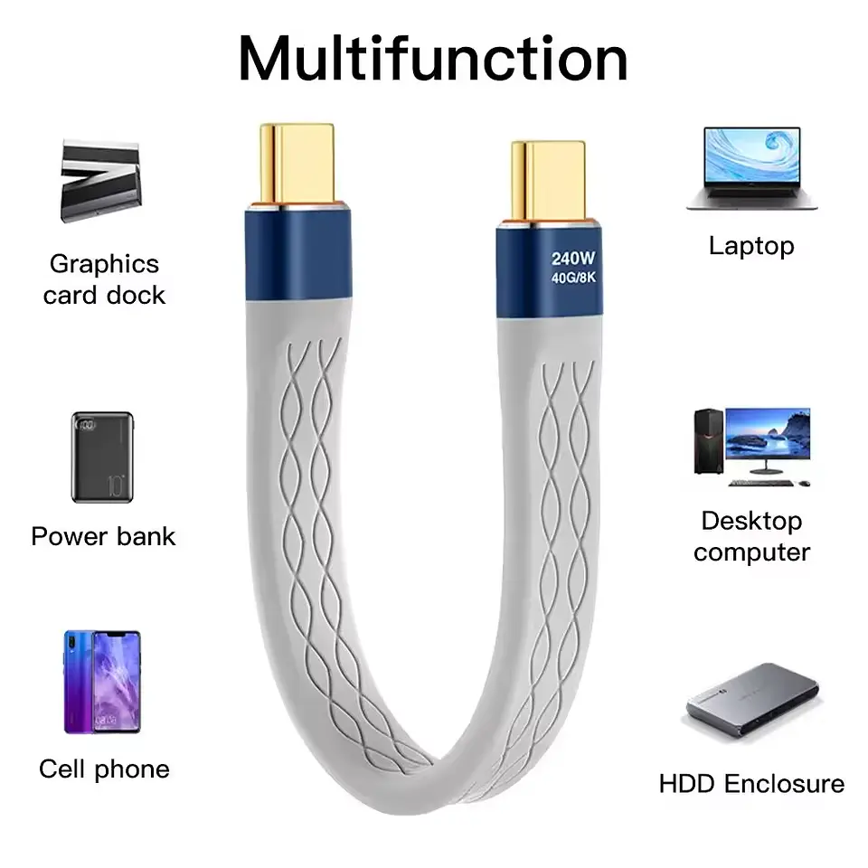 Кабель Type-C to USB-C для MacBook iPad Samsung 240 W USB4 40 Gbps - фото 3
