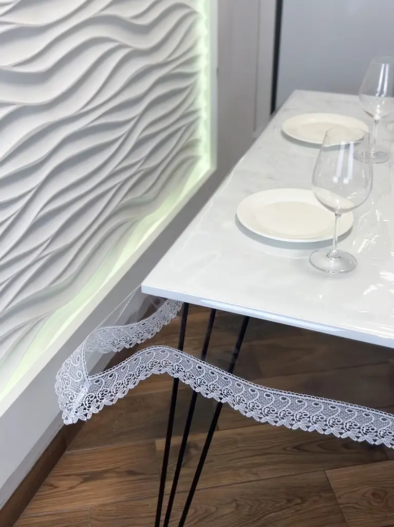Силиконовая скатерть с белым кружевом 7 см 130х100 см - фото 10