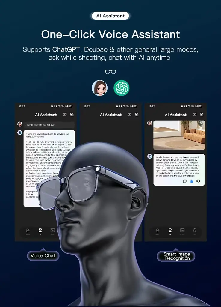Смарт-окуляри зі штучним інтелектом Colmi M02S AI з AI-помічником, HD-камерою та Bluetooth Black (19249) - фото 9
