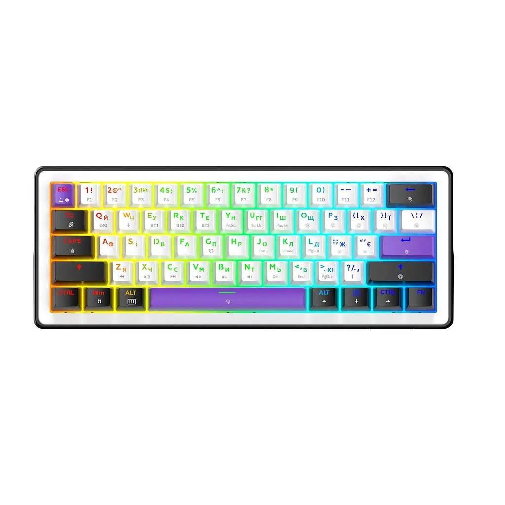 Клавіатура бездротова Hator Hellyberry HK60 Wireless Білий/Фіолетовий