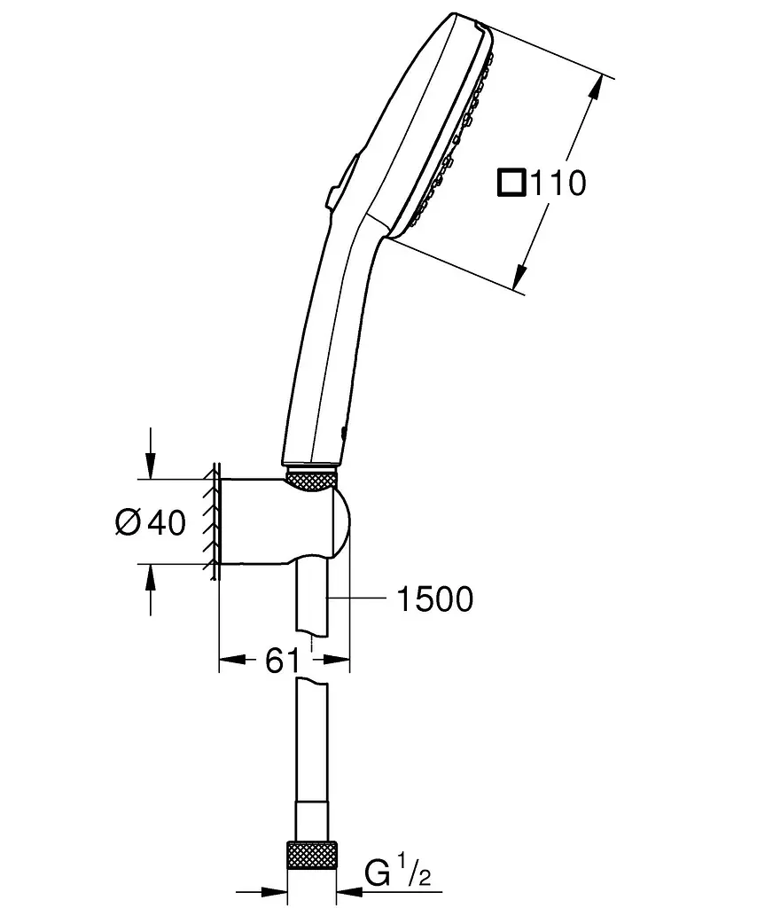 Душовий гарнітур Grohe Tempesta Cube 3 режими струменя 110 27588003, Хром - фото 8