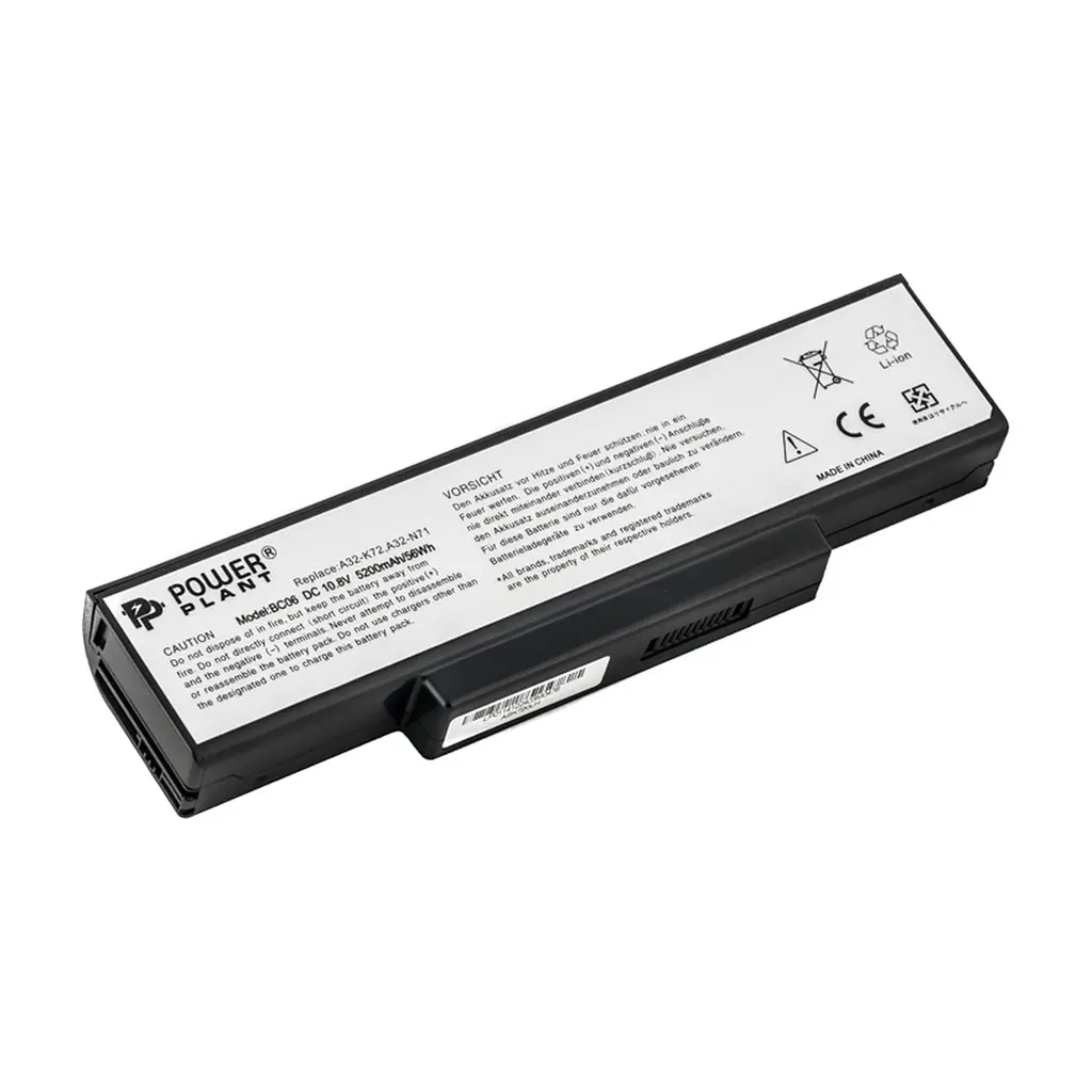 Акумулятор до ноутбука ASUS A72 A73 (A32-K72) 10.8V 5200mAh PowerPlant (NB00000016)