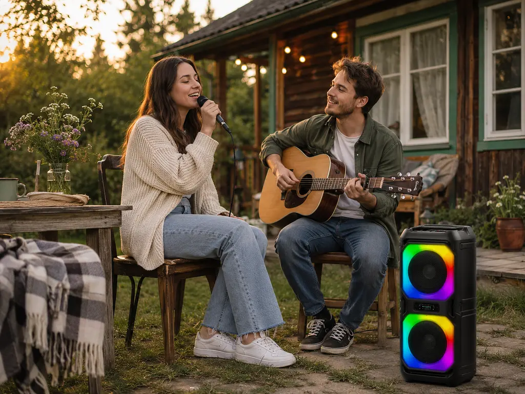 Колонка KTS-2362 Bluetooth з двома 6,5 дюймовими динаміками / Акустика з бездротовим мікрофоном / Портативна караоке-колонка - фото 3