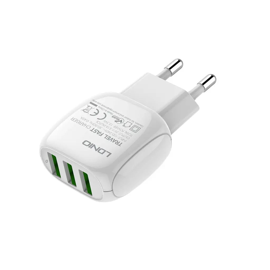 Блок зарядное устройство 3 порта USB LDNIO A3315 Micro USB кабель-набор белый - фото 6