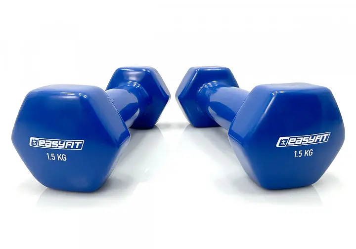 Гантель для фитнеса 1.5 кг EasyFit с виниловым покрытием синяя - фото 2