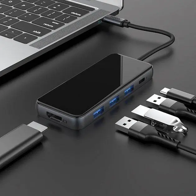 USB Хаб Hoco Type-C Easy Show HB15 3 USB - фото 2