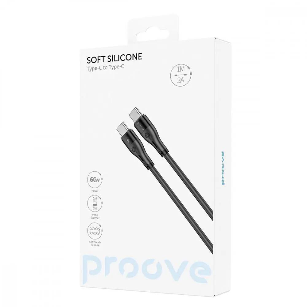 Кабель Proove Soft Silicone Type-C to Type-C 60W (1m) black (CCSO60002201) - фото 4