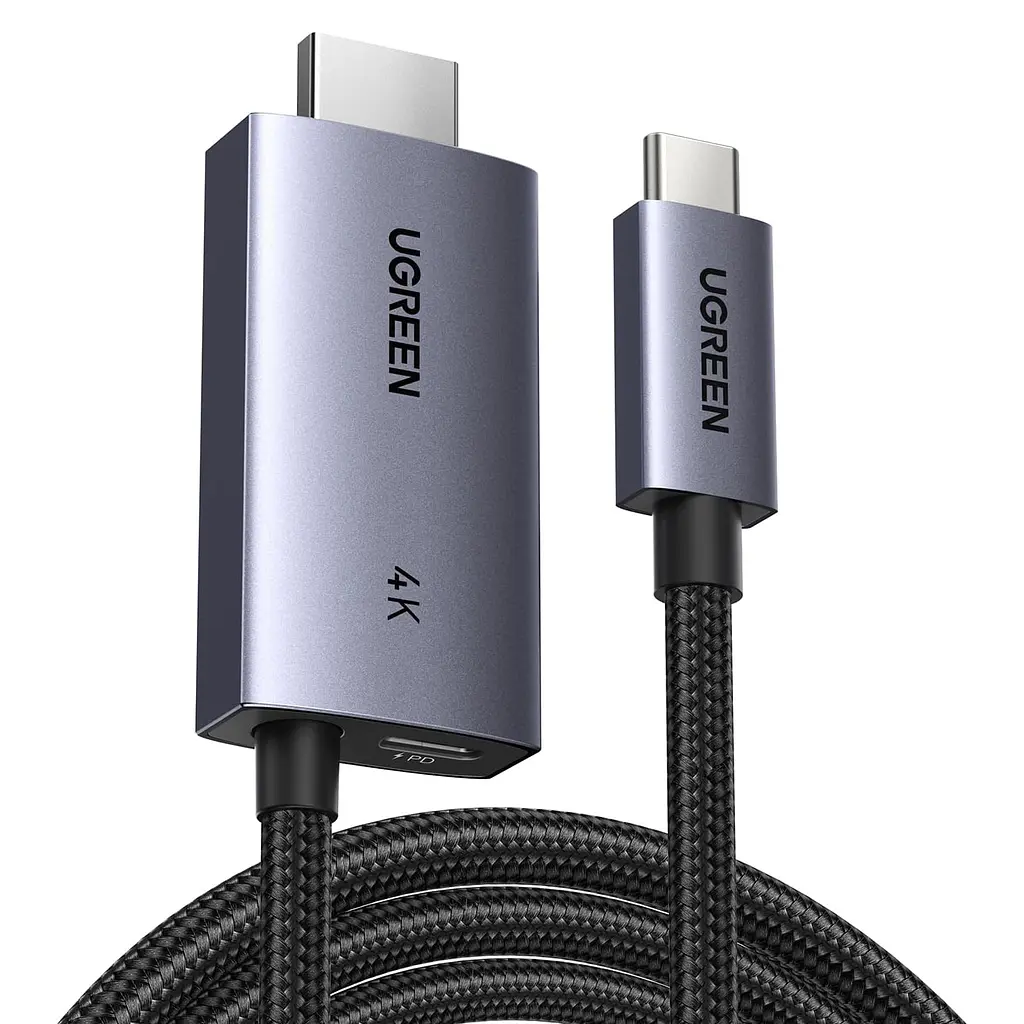 Відеокабель UGREEN CM675 USB-C - HDMI 4K 60 Гц PD 100 Вт 2 м сіро-чорний (55330)