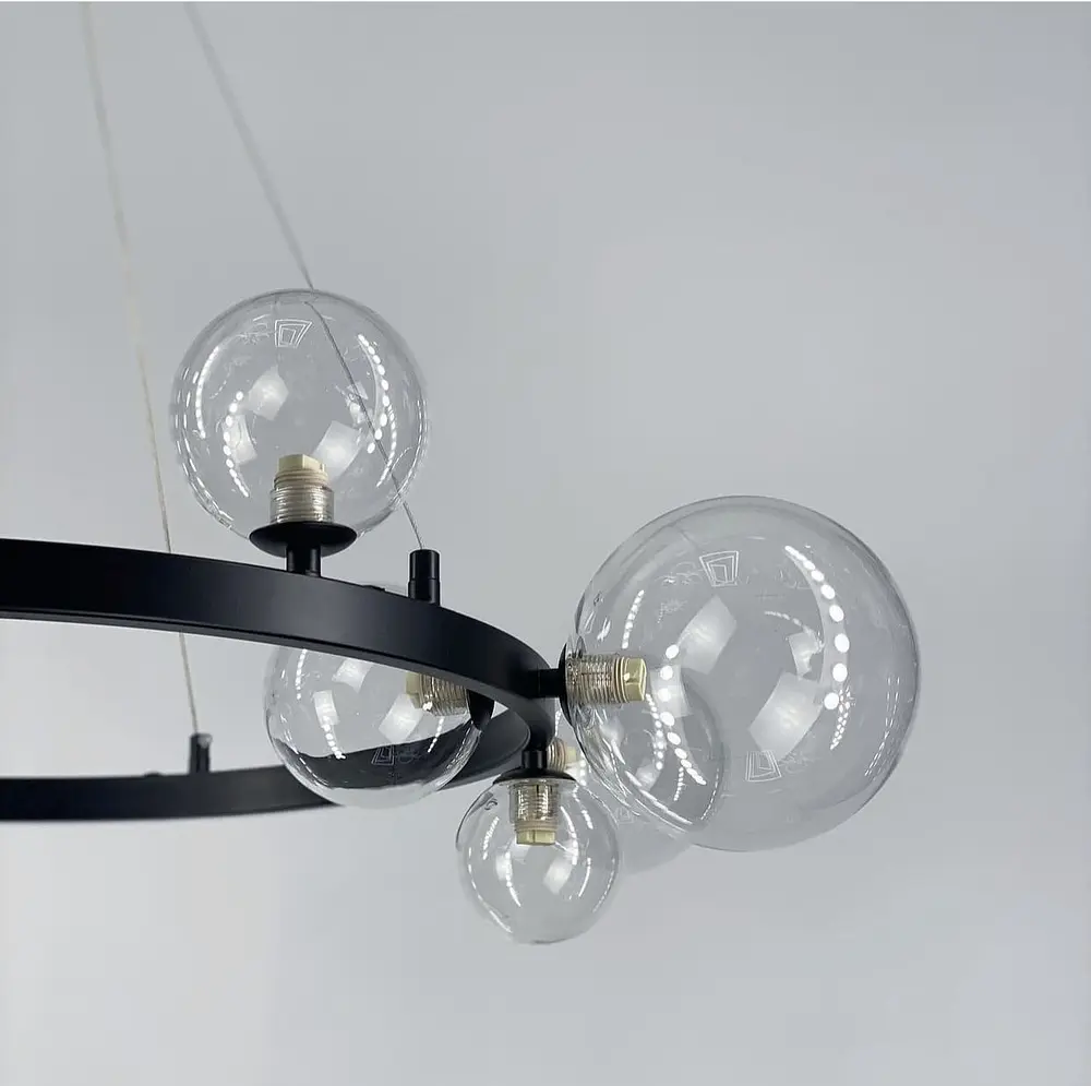 Світильник з 15 прозорими плафонами-кулями різного діаметру | Арт. AT 32/15 BK | Line F - фото 6
