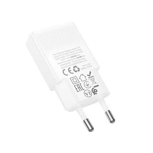 Сітчастий зарядний пристрій HOCO N72 Speed ​​single-port PD20W ultra-thin charger(EU білий) - фото 2