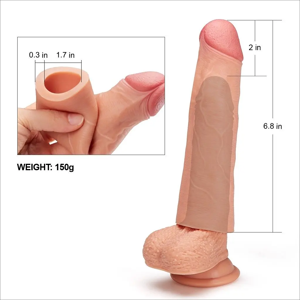 Насадка на пеніс Add 1 Silicone Extender, 16.5 см (тілесний) - фото 6