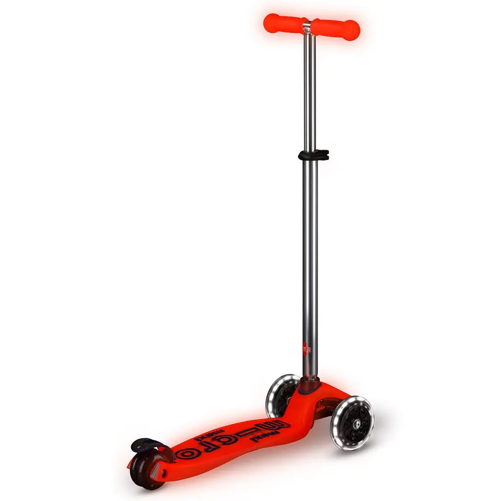 Самокат MICRO серії "Maxi Deluxe Glow LED" – ЧЕРВОНА АУРА (до 50 kg, 3-х колісний, світло) Micro MMD368 - фото 5