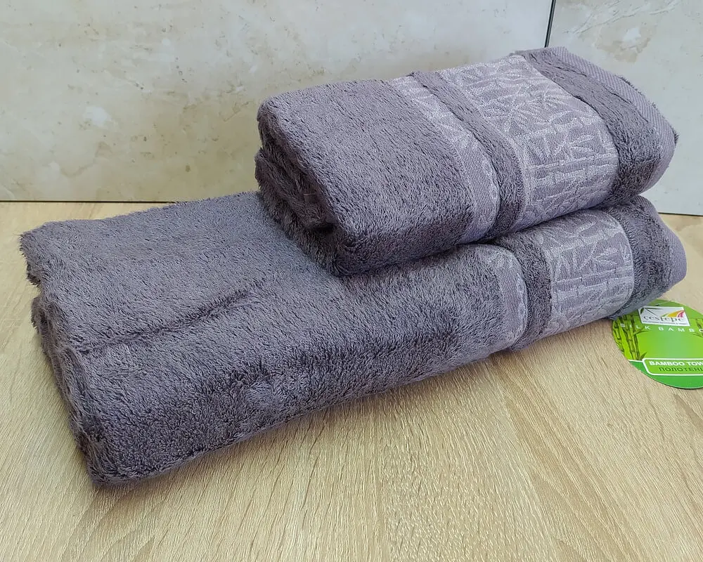 Набір турецьких бамбукових махрових рушників Cestepe 50х90+70х140 Bamboo Aymira Violet - фото 2