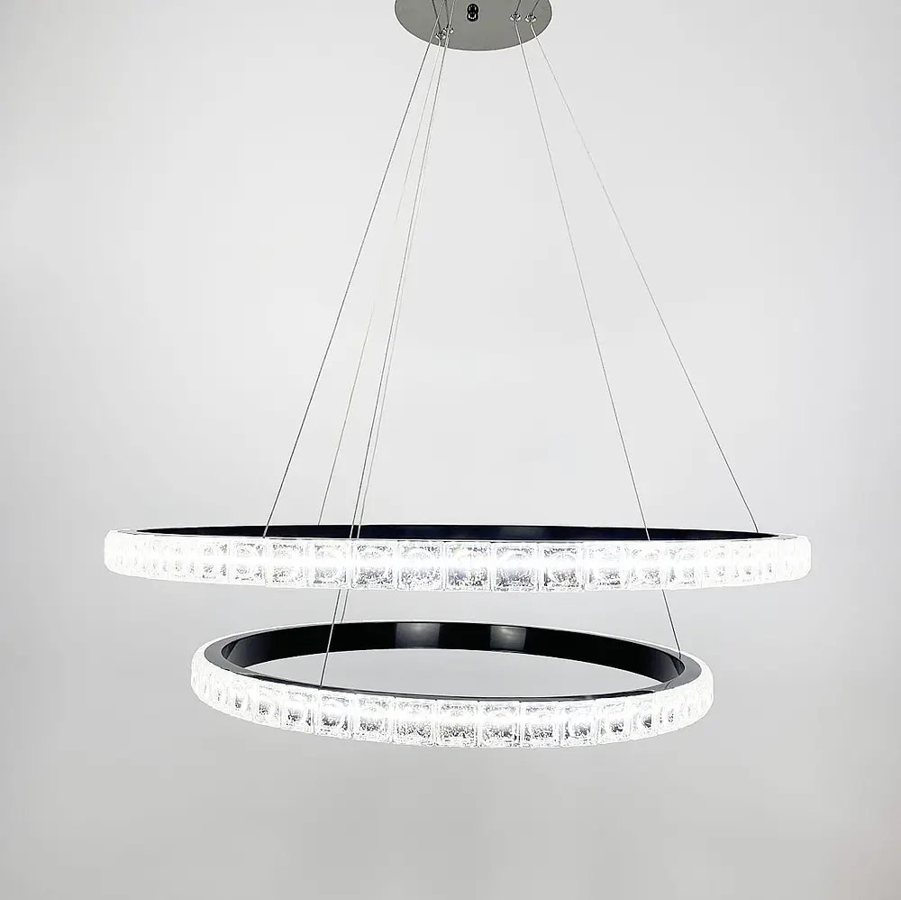 Подвесной светильник Delight Collection в черном каркасе с двойным кольцом Line.F SGJ 11/600+800 - фото 3