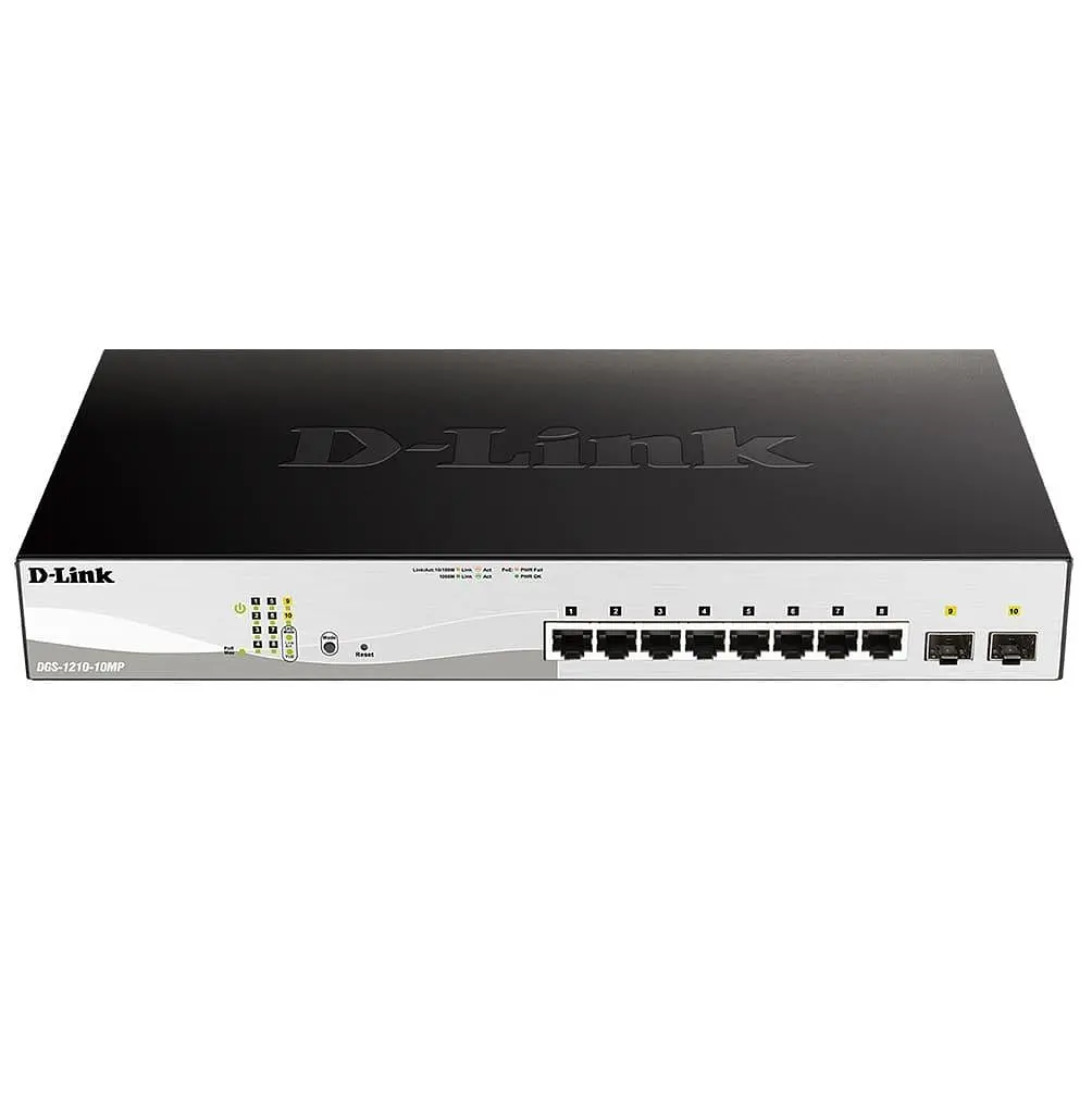 Комутатор D-Link DGS-1210-10MP 8-Port Gigabit PoE+ + 2-Port SFP Web Smart (DGS-1210-10MP)