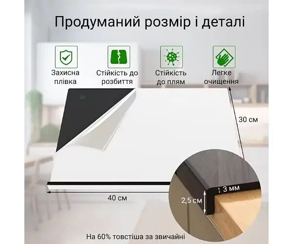 Дошка обробна, акрилова, чорна, 40 х 30 см - фото 2