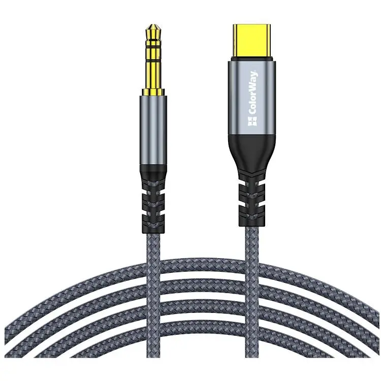 Кабель мультимедійний USB-C to 3.5mm M 1.2m gray ColorWay (CW-CBPDJ071-G)
