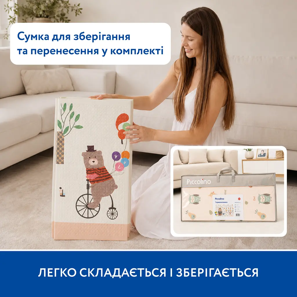 Великий двосторонній термокилимок Piccolino Лісова подорож 180х200х0.8 см (26000064) - фото 4