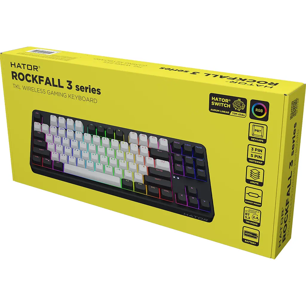 Клавиатура Hator Rockfall 3 Mecha TKL Wireless Orange Switch Black (HTK850UA) [124840] - фото 6