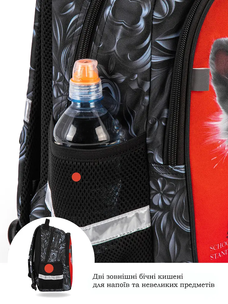 Ортопедичний рюкзак 3 в 1 з пеналом та мішком для дівчинки School Standard 375 гр 17 літрів Червоний - фото 10