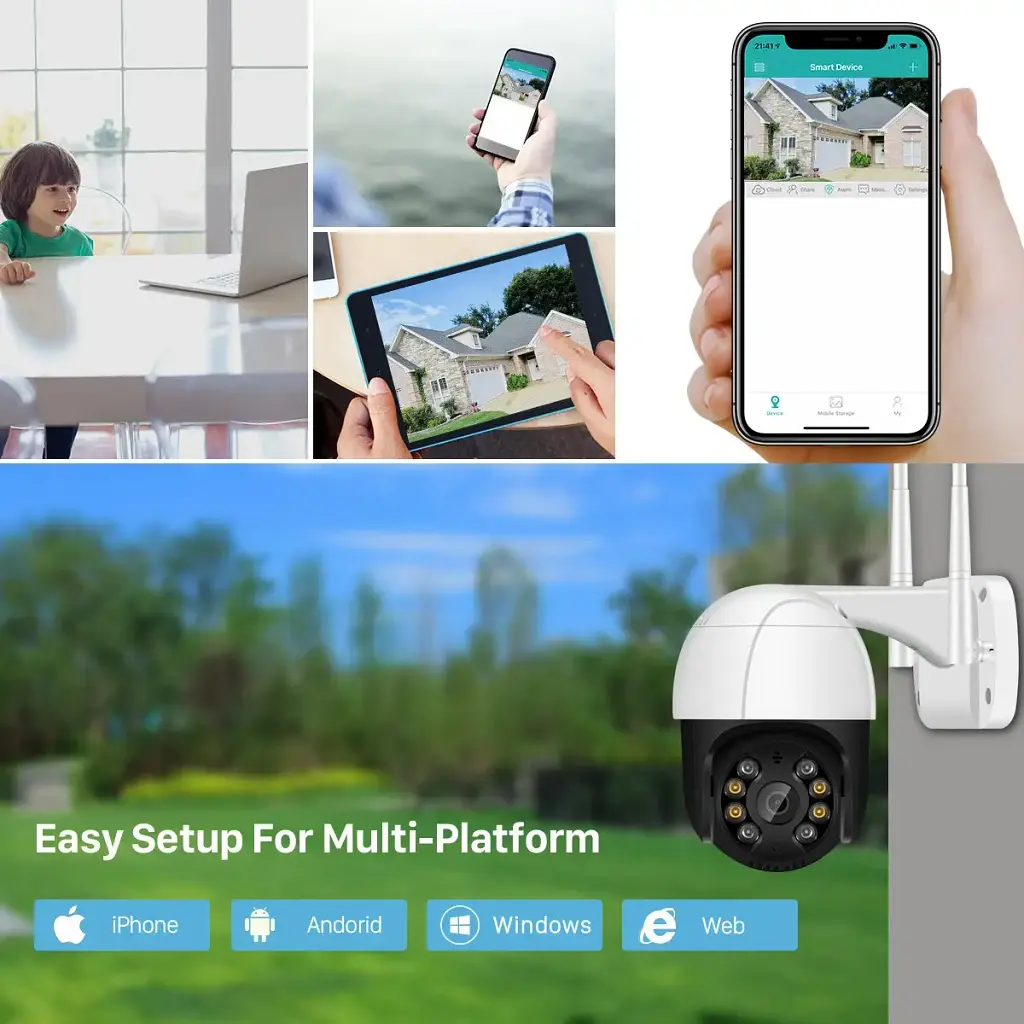 Вулична IP Wi-Fi PTZ-D4 камера спостереження Відеоспостереження Купольна Поворотна IP66 біло-чорна - фото 3