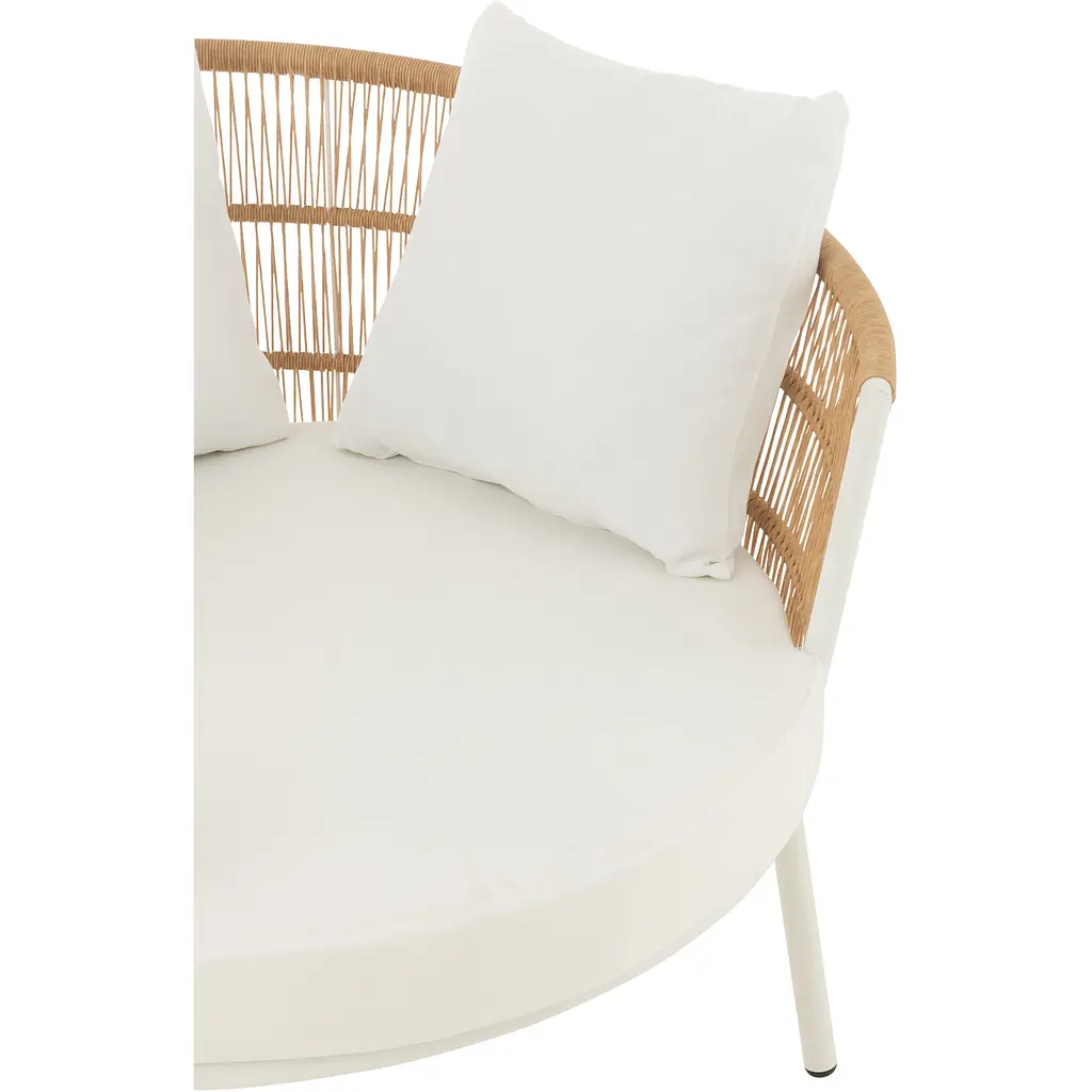Крісло J-line для вуличної зони кругле з ротанга з подушками біле (52256) - фото 5