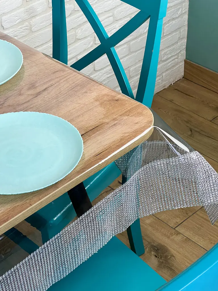 Скатерть силиконовая с серебряной стразовой лентой 250х170 см - фото 7