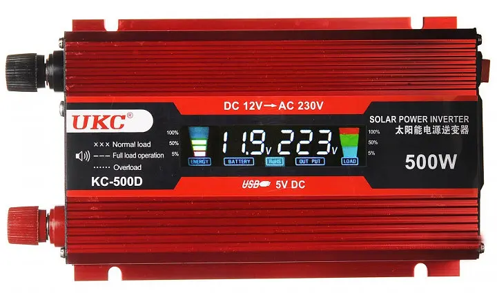 Автоінвертор-перетворювач напруги з LCD-екраном UKC 12 V-220 V 500 W KC-500D
